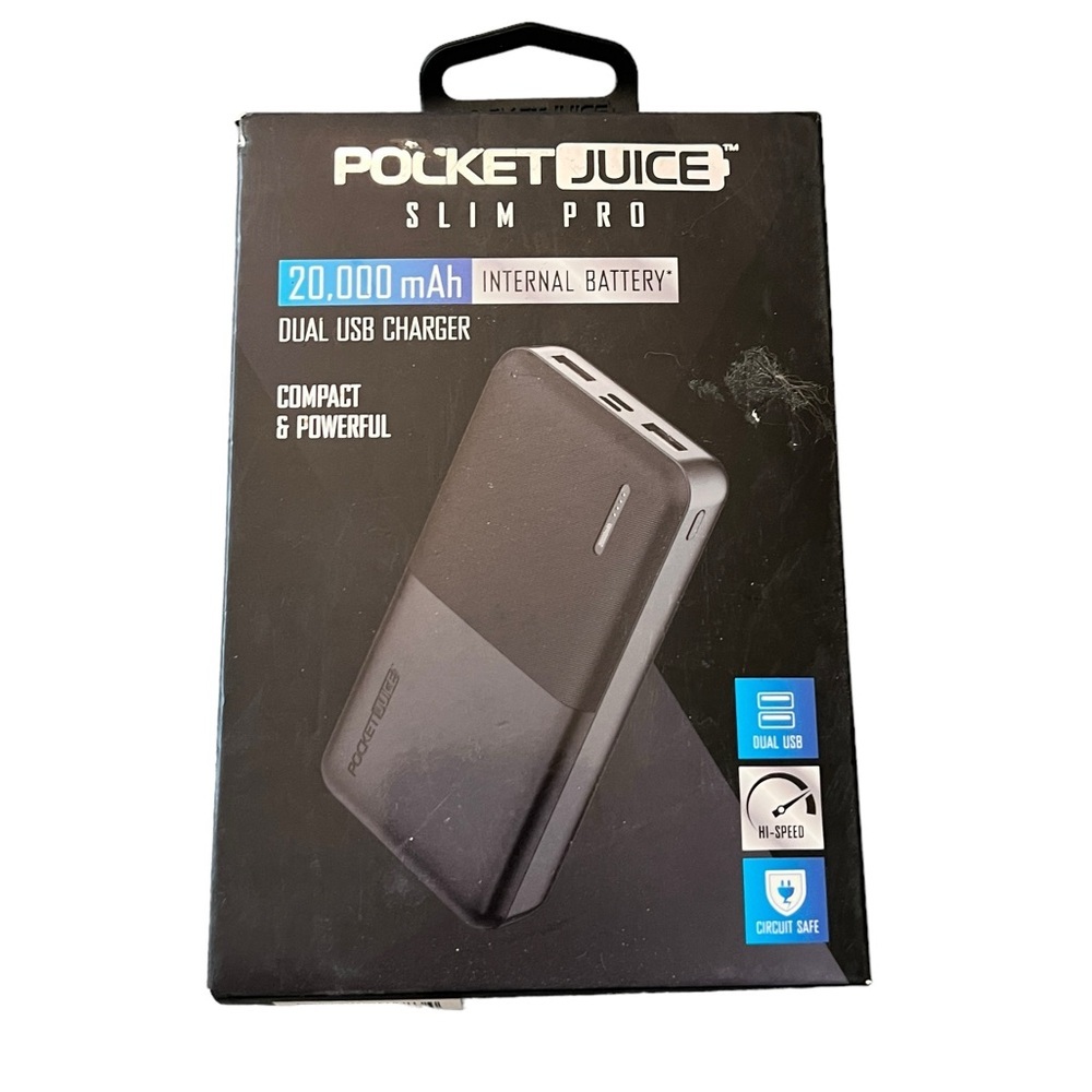Tzumi Pocket Juice Slim Pro 20,000 mAh Dual USB Charger NIB
